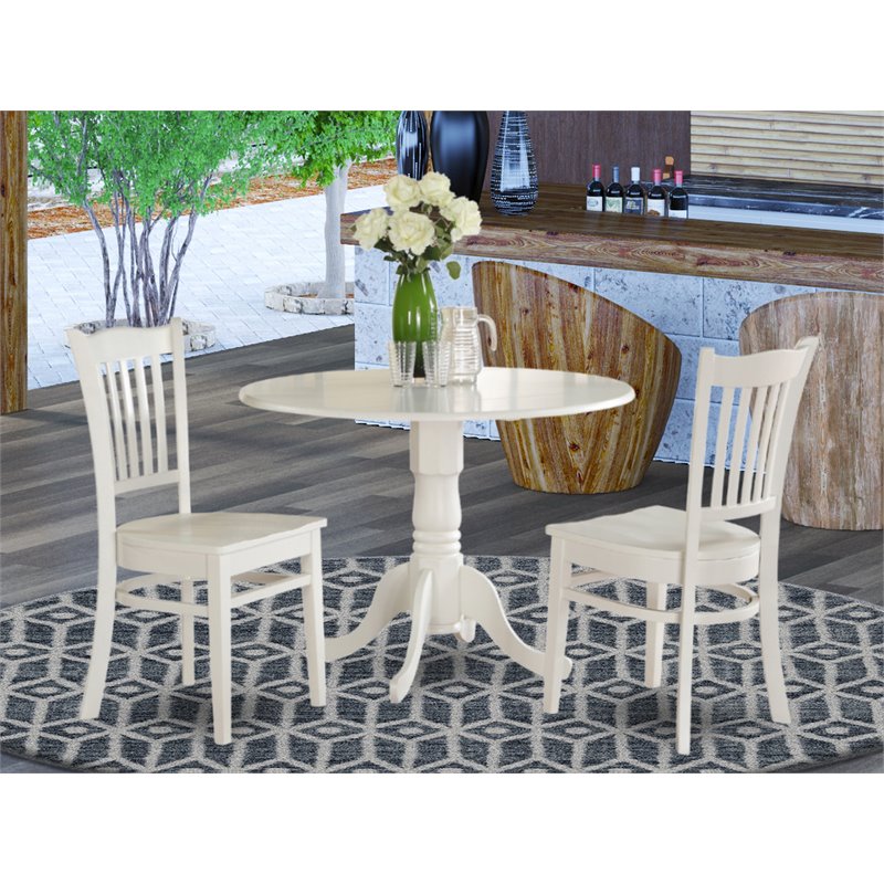 Pemberly Row 3-Piece Dining Set with Slatted Back Rubberwood Chairs
