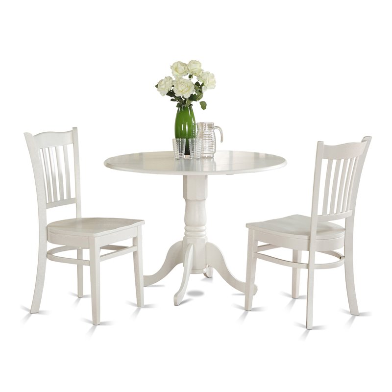 Pemberly Row 3-Piece Dining Set with Slatted Back Rubberwood Chairs