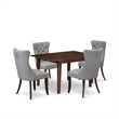 Pemberly Row 5-Piece Mahogany Dining Table Set with Faux Leather Chairs