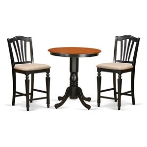 Pemberly Row 3-Piece Counter Height Dining Set in Black and Cherry Wood
