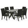Pemberly Row 7-Piece Wood Dining Set with X-Leg Table in Black