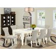 Pemberly Row 9-Piece Wood Dining Set with Parson Chairs in Linen White