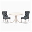Pemberly Row 3-Piece Dining Set with Pedestal Table in Linen White