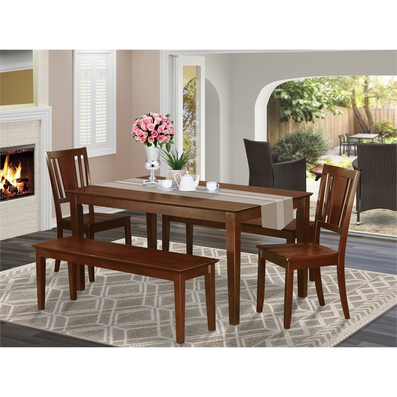 Pemberly Row 5-Piece Wood Dining Table Set in Mahogany Finish