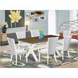 Pemberly Row X-Style 7-Piece Wood Dining Set in Linen White/Jacobean