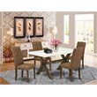 Pemberly Row X-Style 5-Piece Wood Dining Table Set in Jacobean Brown