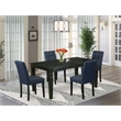 Pemberly Row 5-Piece Modern Dining Set in Black/Dark Navy Blue