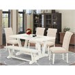Pemberly Row 6-Piece Wood Dining Table Set in Linen White Finish