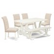 Pemberly Row 6-Piece Wood Dining Table Set in Linen White Finish
