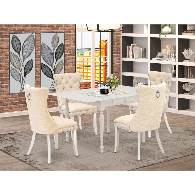 Pemberly Row Rectangular 5-Piece Rubberwood Dining Table Set