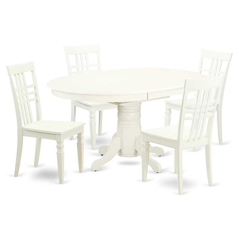 Pemberly Row 5-Piece Wood Dining Set in Linen White Finish with Chairs