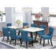 Pemberly Row 9-Piece Dining Set with Linen Fabric Chairs and Wooden Table