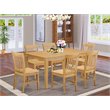 Pemberly Row 7-Piece Wood Dining Set with Slat Back Chairs in Oak