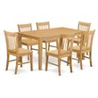 Pemberly Row 7-Piece Wood Dining Set with Slat Back Chairs in Oak