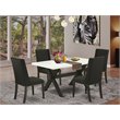 Pemberly Row X-Style 5-Piece Wood Dining Table Set in Black Finish