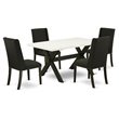 Pemberly Row X-Style 5-Piece Wood Dining Table Set in Black Finish
