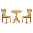 Pemberly Row 3-Piece Round Pedestal Wood Kitchen Table Set in Oak