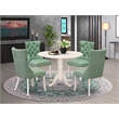 Pemberly Row 5-Piece Kitchen Set in Linen White with Willow Green Chairs