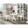 Pemberly Row 3-Piece Dining Set with Napoleon Back Chairs in Linen White