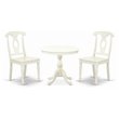 Pemberly Row 3-Piece Dining Set with Napoleon Back Chairs in Linen White