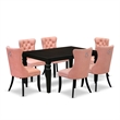 Pemberly Row 7-Piece Dining Table Set with Faux Leather Chairs in Black