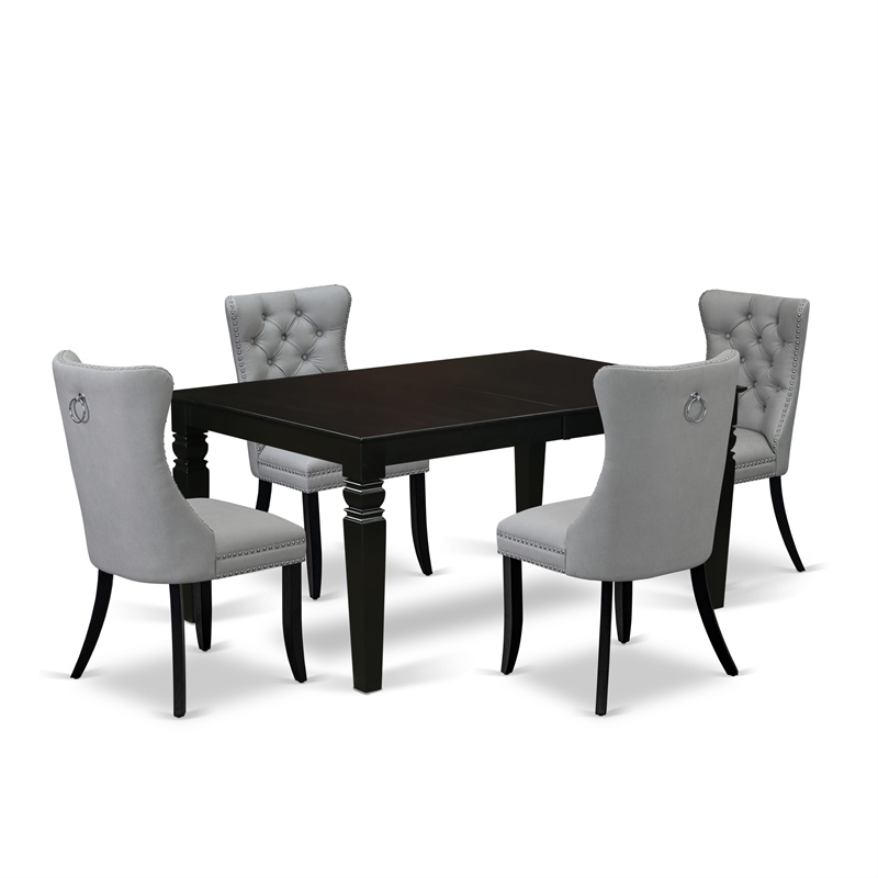 Pemberly Row 5-Piece Dining Table Set with Faux Leather Chairs in Black
