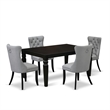 Pemberly Row 5-Piece Dining Table Set with Faux Leather Chairs in Black