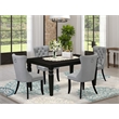 Pemberly Row 5-Piece Dining Table Set with Faux Leather Chairs in Black