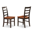 Pemberly Row Set of 2 Wood Dining Chairs in Black and Cherry Finish