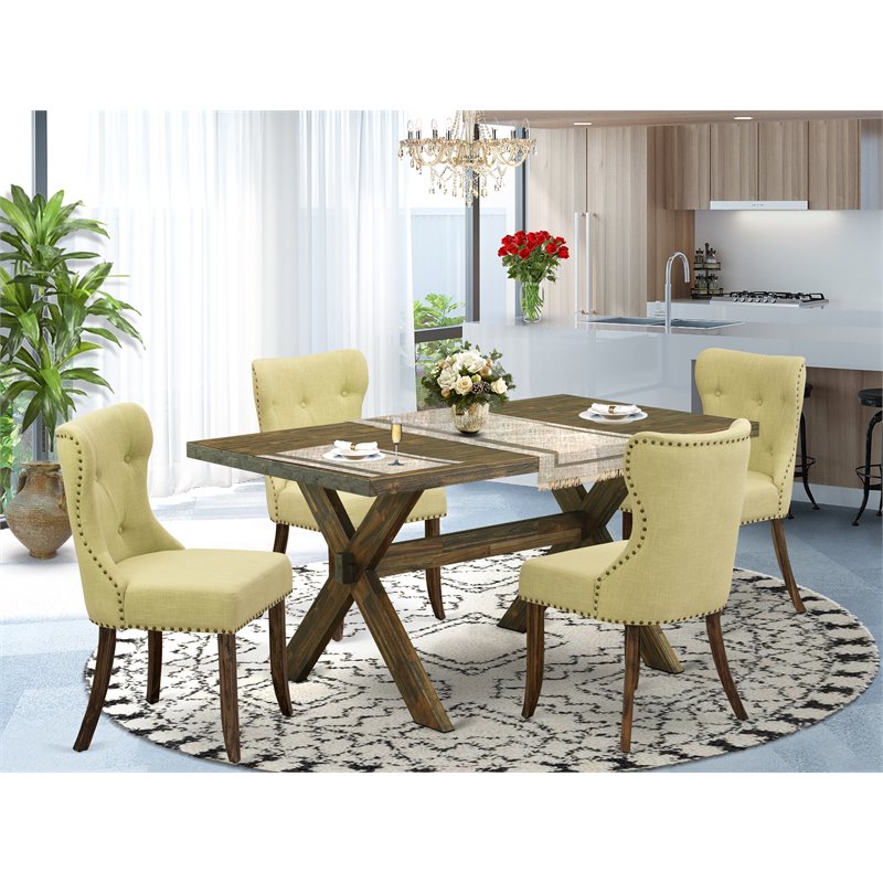 Pemberly Row 5-Piece Dining Set in Distressed Jacobean/Limelight