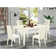 Pemberly Row 5-Piece Dining Set with Linen Chairs and Table in Linen White
