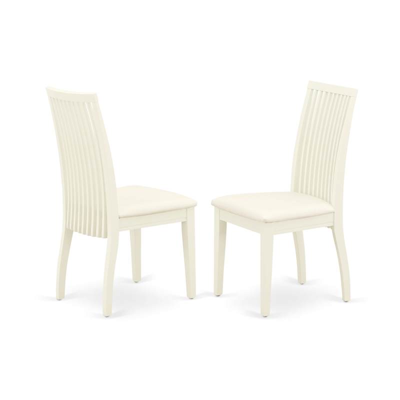 Pemberly Row 5-Piece Dining Set with Linen Chairs and Table in Linen White