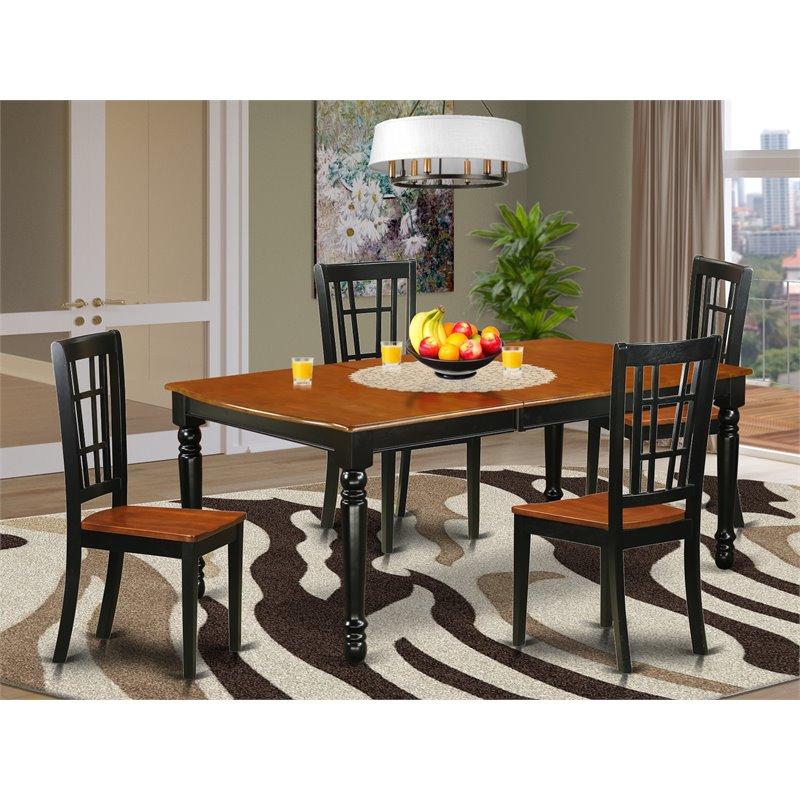 Pemberly Row 5-Piece Wood Kitchen Set in Black and Cherry Finish