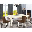 Pemberly Row 5-Piece Wood Dining Set in Linen White/Dark Coffee Finish