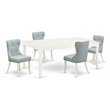 Pemberly Row 5-Piece Dining Table Set with Linen White/Baby Blue Finish