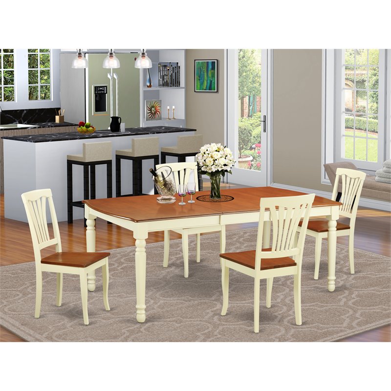 Pemberly Row 5-Piece Wood Dining Set in Buttermilk and Cherry Finish
