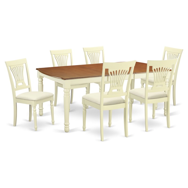 Pemberly Row 7-Piece Buttermilk & Cherry Wood Dining Room Set