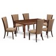 Pemberly Row 7-Piece Wood Dining Set in Mahogany and Light Sable Finish