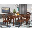 Pemberly Row 7-Piece Dining Set with Slatted Chairs in Mahogany Finish