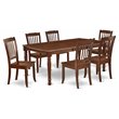 Pemberly Row 7-Piece Dining Set with Slatted Chairs in Mahogany Finish