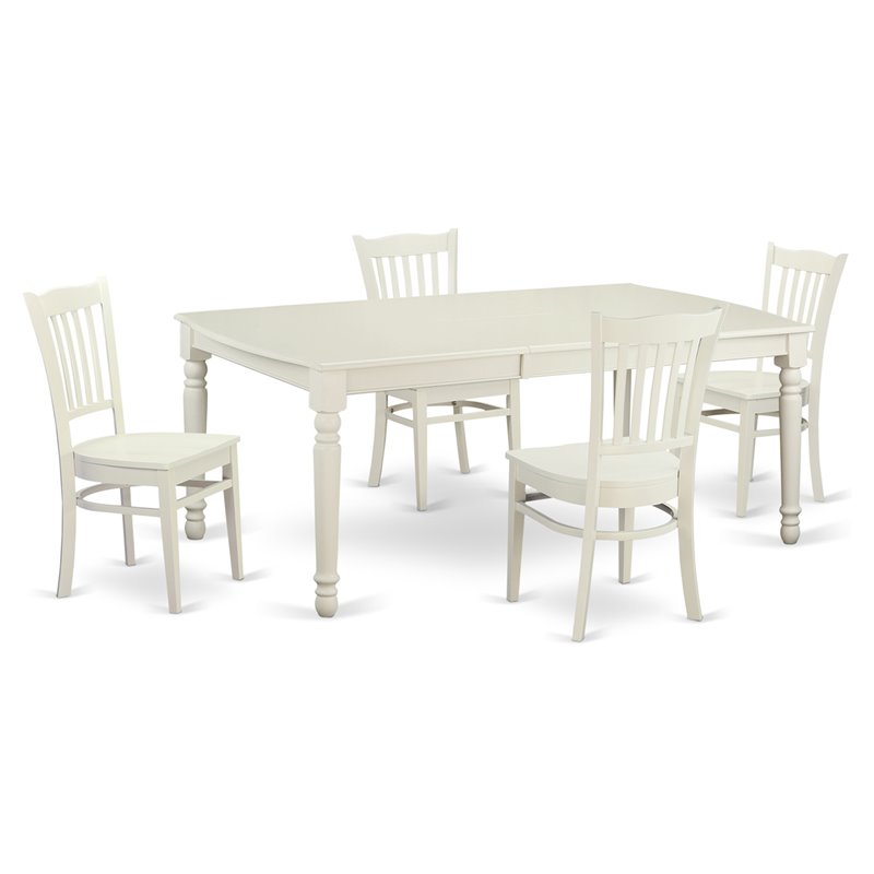 Pemberly Row 5-Piece Wood Kitchen Set in Linen White Finish with Chairs
