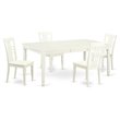 Pemberly Row 5-Piece Wood Dining Set with Butterfly Leaf in Linen White