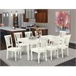 Pemberly Row 9-Pc Wood Dining Set in Linen White with Slatted Chairs