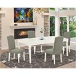 Pemberly Row 5-Pc Dining Set in Linen White/Dark Shitake w/ Parson Chairs