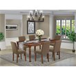 Pemberly Row 7-Pc Wood Dining Set in Mahogany/Coffee w/ Parson Chairs