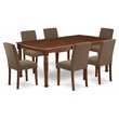 Pemberly Row 7-Pc Wood Dining Set in Mahogany/Coffee w/ Parson Chairs