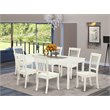 Pemberly Row 7-Piece Wood Dining Set with Rectangular Table in Linen White