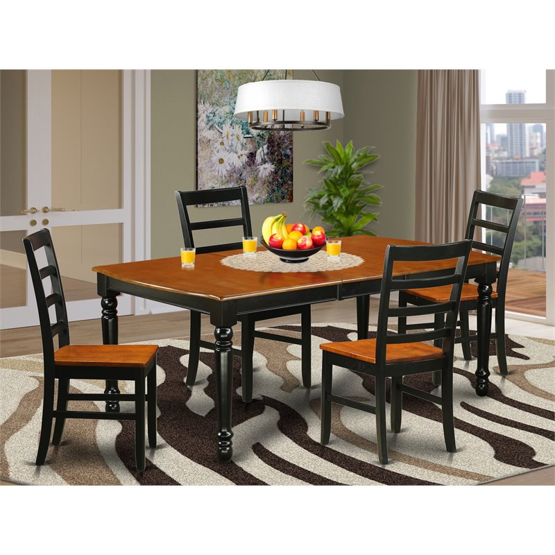 Pemberly Row 5-Piece Wood Kitchen Table Set in Black and Cherry Finish