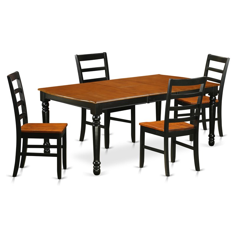Pemberly Row 5-Piece Wood Kitchen Table Set in Black and Cherry Finish