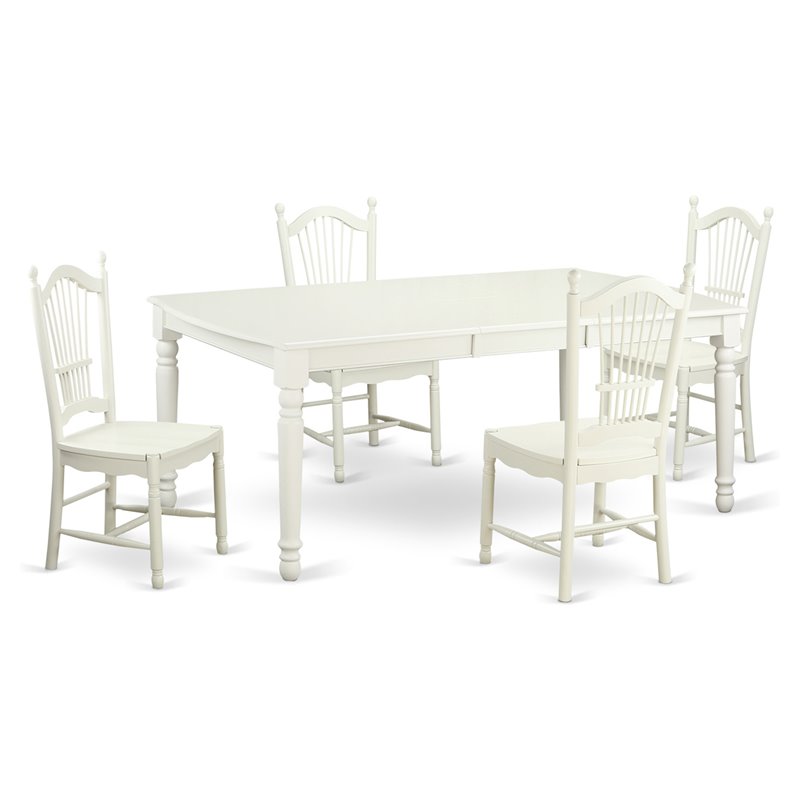 Pemberly Row 5-Piece Wood Table and Dining Chairs in Linen White